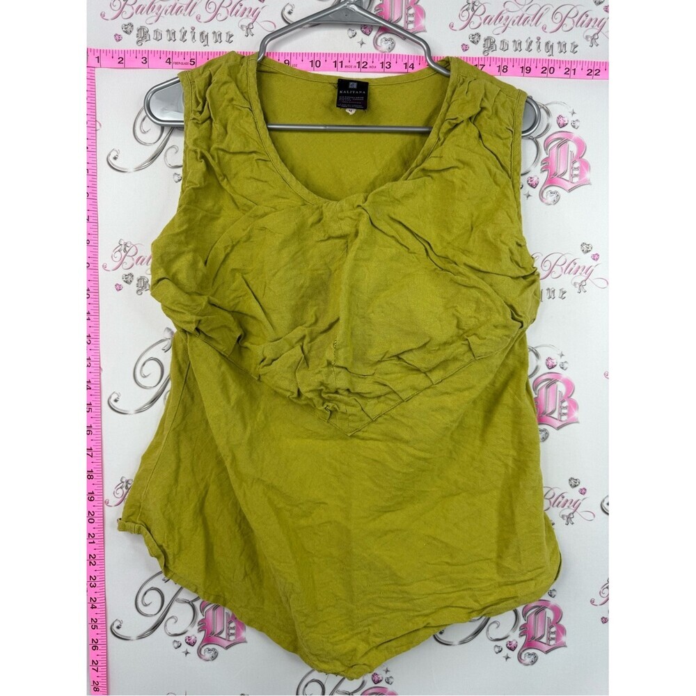Kaliyana linen tank top Elevated Sleeveless Twist-Front Tank Top - Olive Green